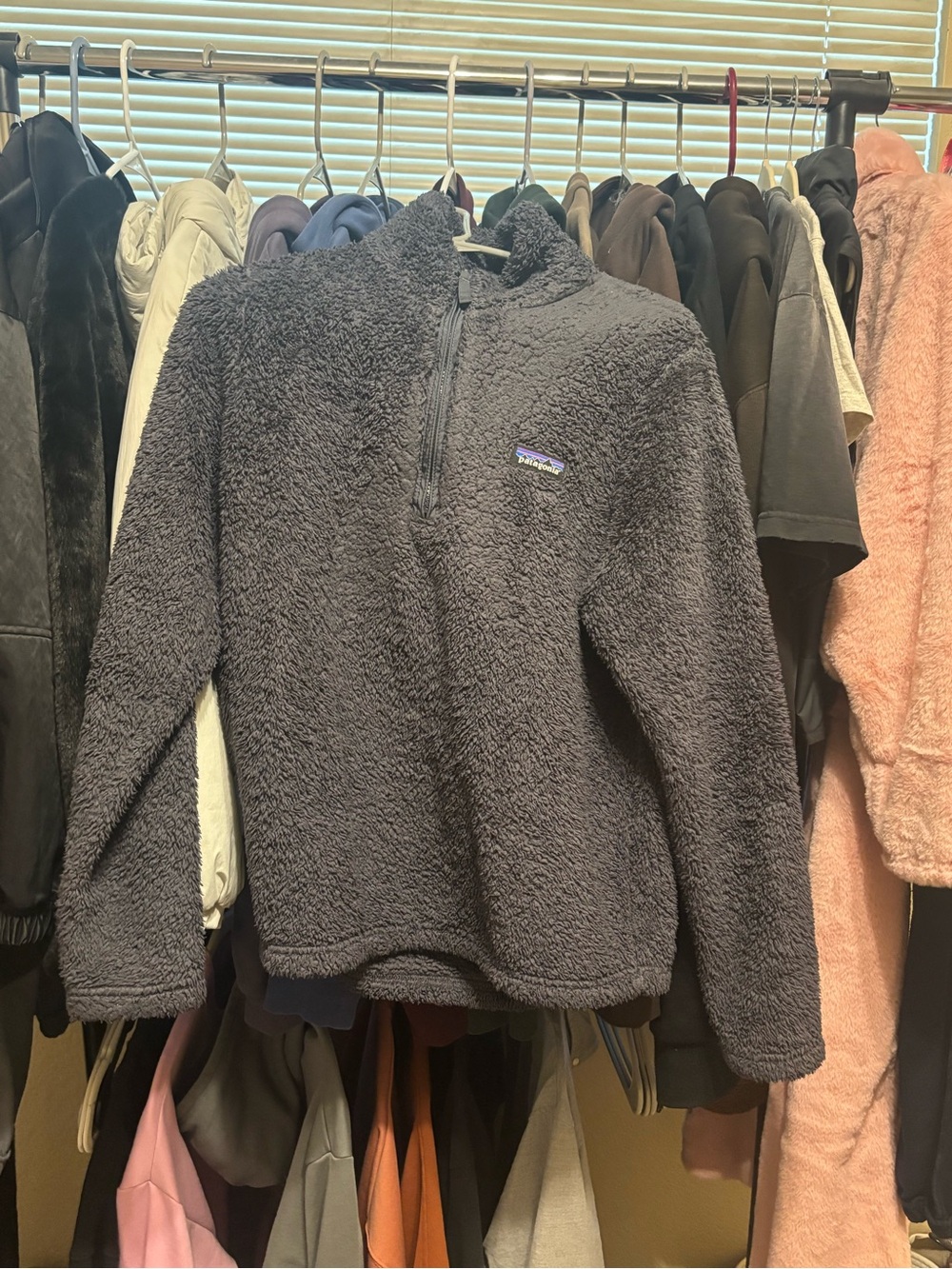 Patagonia Charcoal Sherpa Fleece Zip Pullover